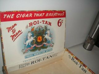 Antique Vintage Graphic Label Wood Cigar Box Roi - Tan Man To Man