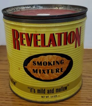 Vtg Philip Morris Revelation Smoking Mixture Pipe Tobacco Tin Can Empty