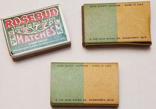3 Antique Match Boxes 1920/Cardboard Match Holders Duck Hunting/Rosebud/Vintage 3