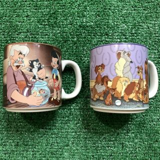 Vintage Disney Japan Mug Lady And The Tramp Pinocchio Graphic Ceramic Coffee Tea