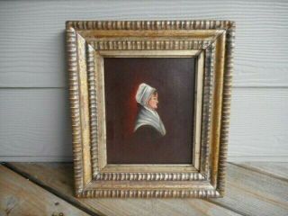 Antique 19th Century Portrait Of A Women In A Gilt & Silver Finish Frame
