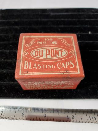 Vintage Du Pont Blasting Caps Tin Box,  100 No.  6,  Neat