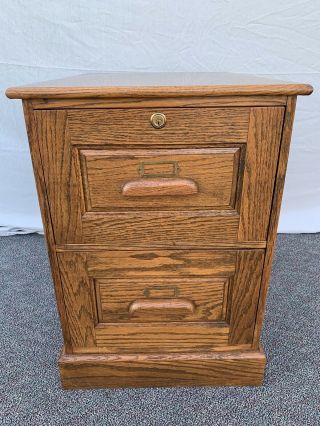 Vintage Oak Wood Raised Panel 2 Drawer File Cabinet Legal and Letter 2