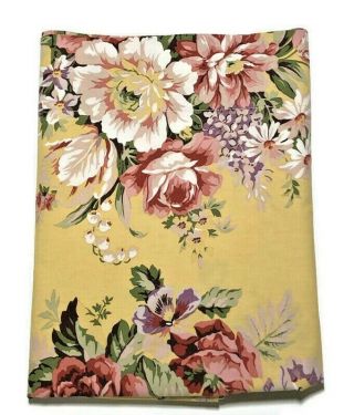 Vtg Ralph Lauren Brooke Sophie Twin Flat Sheet Yellow Floral Roses Shabby Usa