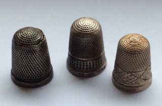 3 Vintage Chester Silver Thimbles 2 By Charles Horner,  The Other By Hc & S,  N/r