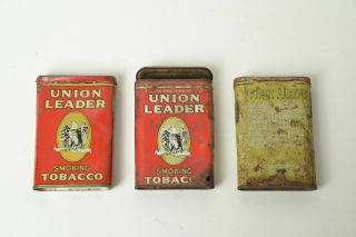 Vintage Union Leader Pocket Smoking Tobacco Tin Usa,  2 Freebies