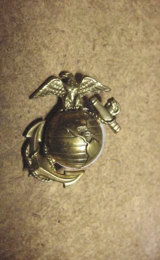 Vintage Ww2 To Korean War Era Usmc Marine Corps Ega Hat Badge Pin 1 5/8 " Size