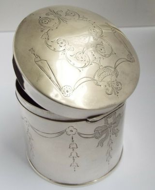 Lovely Heavy English Antique Edwardian 1907 Solid Sterling Silver Tea Caddy Box