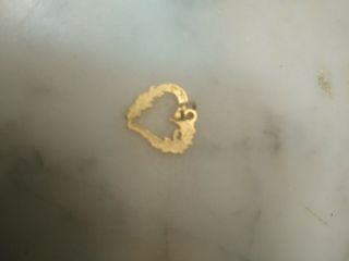 Real 14K Yellow Gold Diamond Cut Love Heart Flower Vintage Small Charm Pendant 3