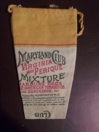Nos Vintage Maryland Club Tobacco Cloth Bag Pouch