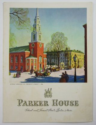 Vintage Restaurant Menu Parker House Hotel School St Boston Massachusetts 1959