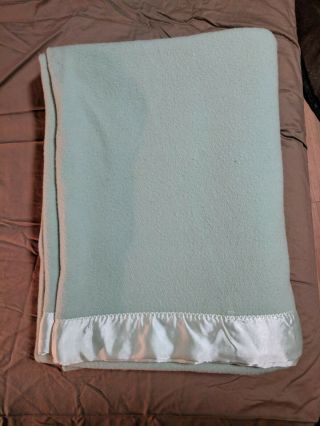 Vintage FARIBO Satin Trim Blanket 100 Wool 66 