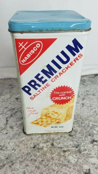 1969 Vintage Nabisco Premium Saltine Crackers Tin With Lid Empty Made In Usa