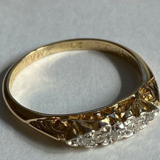 Antique Art Deco Diamond Ring 18ct Gold 1922 Size L.  5