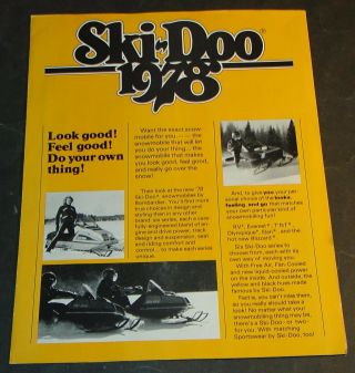 Vintage 1978 Ski - Doo Snowmobile Sales Brochure 4 Pages (817)