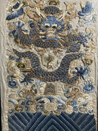 Antique 19th Century Chinese Dragon Embroidery 3