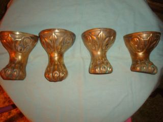 Set Of 4 Antique Solid Brass Bathtub Feet - Lions Paw