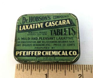 1906 Vintage Laxative Cascara Tin Dr.  Hobson 