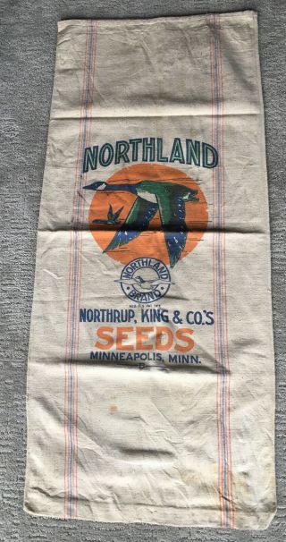 Vintage Northrup King Seeds Northland Brand Goose Logo Bag Corn Bemis Farm Sack