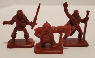 Heroquest X3 Hero Figures Elf Dwarf Wizard Red Parts Vintage 12