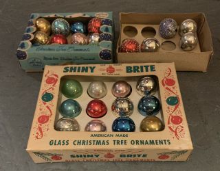29 Vintage Mini Glass Shiny Brite Christmas Ornaments W/ Boxes
