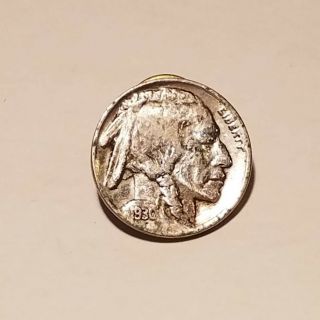 Vintage Buffalo Indian Head Nickel Tie Tack Pin Men 