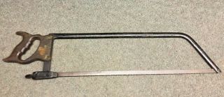 Vintage Butcher Meat Bone Hand Saw Cutting W/ 22 " Long Blade Wooden Handle