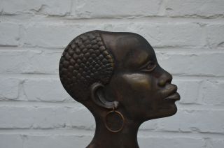 Art Deco Modernist 1930 ' s Bronze African Woman Head Sculpture Hagenauer Era 5