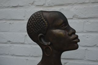 Art Deco Modernist 1930 ' s Bronze African Woman Head Sculpture Hagenauer Era 6