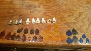 36 Vintage Guitar Banjo Picks All Types Of Material Sizes And Shapes In Old Box
