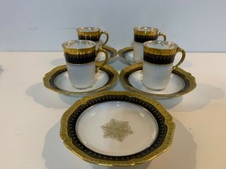 Antique Limoges William Guerin & Co.  Porcelain Set Of 4 Demitasse & Saucers