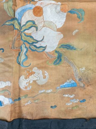 Antique Chinese Embroidered Silk Robe Panel Fragment Wufu Peaches Orange 6