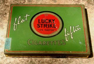 Vintage Lucky Strike Flat Fifties Cigarette Metal Case