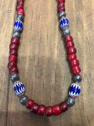Antique Native American Trade Bead Necklaces,  Chevrons,  Venetian,  Dentalium