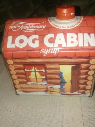 Vintage Log Cabin Syrup,  Tin Container 24 Oz.  100th Anniversary 1887 - 1987
