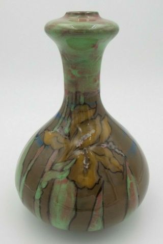 Antique Art Nouveau Amphora Austria Pottery Vase - Flower Design