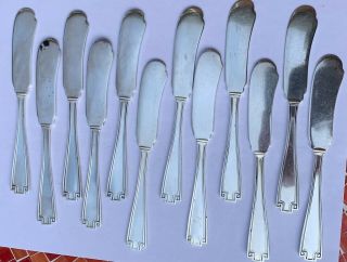 Set Of 12,  Gorham Etruscan Sterling Silver Flat Butter Knives No Mono