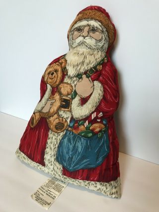 Vintage Santa Claus Christmas Pillow 18 Inches Made In The Usa