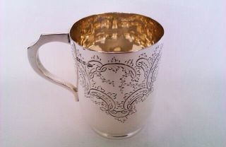 Beautifully Engraved Solid Silver Edwardian Christening Cup Walker & Hall 1906