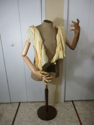 Vintage Lifestyle Dress Form Half Body Mannequin On Stand Articulating Wood Arms
