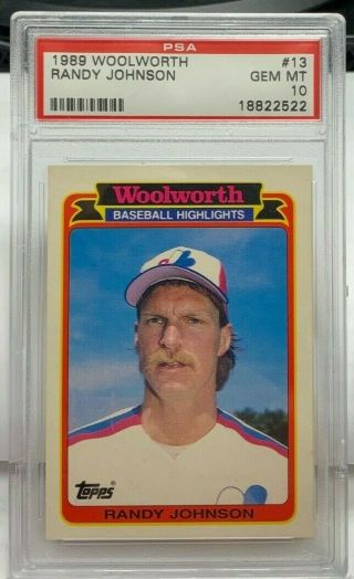 Randy Johnson 1989 Topps Woolworth Rookie Card Rc 13 - Psa 10 Gem - Expos