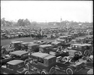 1917 Ny Auto Racing Packed Field Of Parked Cars Glass Photo Camera Negative 2