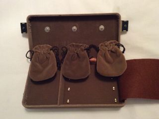 Vintage Mele Jewelry Box Taupe Velvet Travel Case with 3 velvet pouches. 2