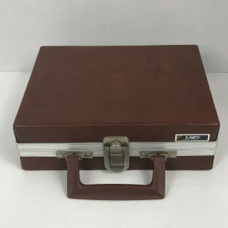 Vintage Savoy 16 Cassette Storage Carrying Case Brown Briefcase Faux Leather