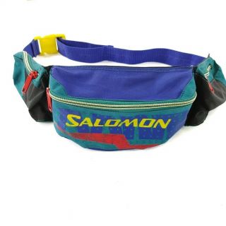 Vintage 80s 90s Salomon Fanny Pack Retro Festival Bag Ski Belt Color Block