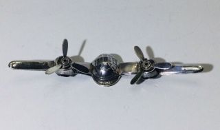 Vintage Sterling Silver Ww2 Bomber Airplane 2 Spinning Propeller Pin/brooch