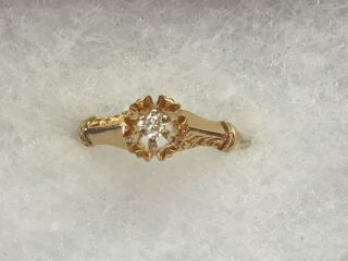 14K Yellow Gold Diamond Antique Engagement Ring Size 6.  75 2