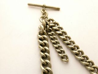 Antique Sterling Silver Watch Chain With T Bar And Clasp Hwa Birmingham 1918