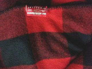 Vintage MARLBORO COUNTRY STORE 56 X 72 Wool Blanket Buffalo Plaid RED BLACK USA 2