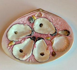Antique Union Porcelain Oyster Plate White Pink 19th Century